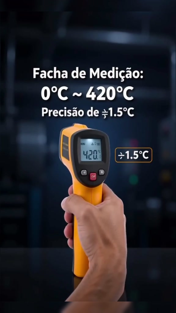 Termômetro Infravermelho Laser -50~550℃ Sem Contato para Churrasco, Cozinha e Industrial