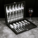 Jogo Talheres 24 Peças Faqueiro Inox Premium Luxo Com Maleta