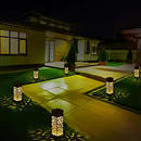 6 Balizador Espeto Jardim Energia Solar LED Prova D'água Chão Quadrado Branco Quente