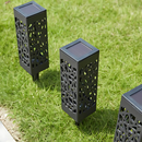6 Balizador Espeto Jardim Energia Solar LED Prova D'água Chão Quadrado Branco Quente