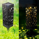 6 Balizador Espeto Jardim Energia Solar LED Prova D'água Chão Quadrado Branco Quente
