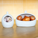 Kit Condimentos Cebola Alho Feitos Cerâmica Cozinha Armazenamento Premium Alto Relevo Tendencia