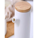 Kit Com 2Peças Porta Mantemento em Cerâmica com Suporte de Bambu
