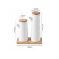 Kit com 2 Potes para Mantimentos em Cerâmica com Tampa de Bambu e Bandeja | Organização e Elegância para sua Cozinha