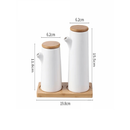 Kit com 2 Potes para Mantimentos em Cerâmica com Tampa de Bambu e Bandeja | Organização e Elegância para sua Cozinha