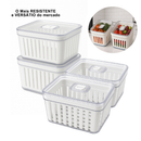 Organizador de Geladeira 3,8 Litros Cesto Com Tampa Multiuso Alimentos Verduras e Vegetais