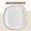 Conjunto Travessa Saladeira Baixelas Areia Oxford Porcelanas