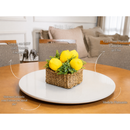 Prato Giratório Bandeja de Sobre Por Centro de Mesa 40cm Off White com Vidro