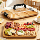 Bandeja Grande de Bambu com Tampa com Travas – Tabua Para Servir e Conservar Frios Queijos