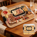 Bandeja Grande de Bambu com Tampa com Travas – Tabua Para Servir e Conservar Frios Queijos